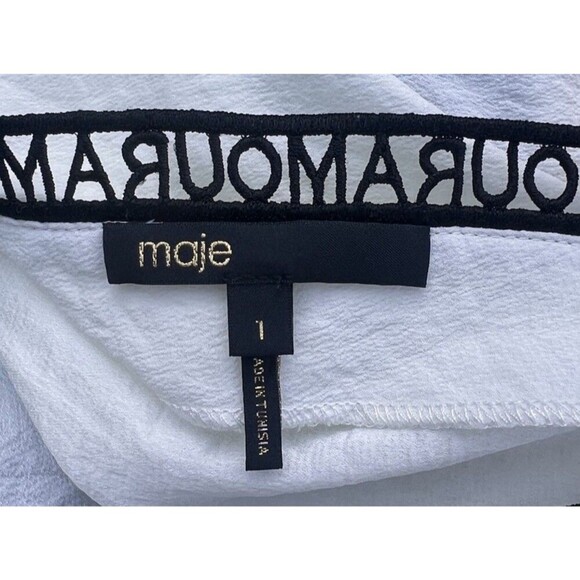 Maje Amour V-neck Draped Sleeve Top in Cream Women’s Size 1 Small Parisian - Picture 5 of 7